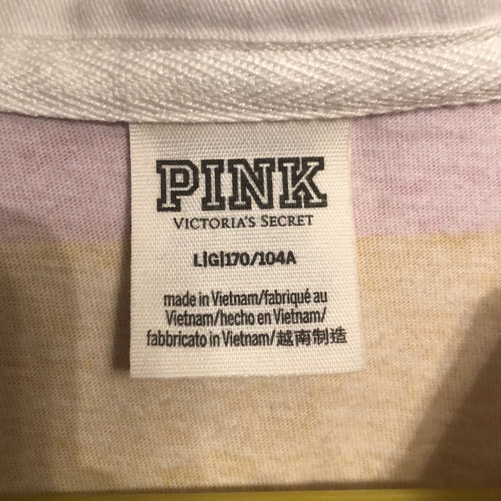 Long Selves Pink and Yellow Polo By Pink - Picture 3 of 4